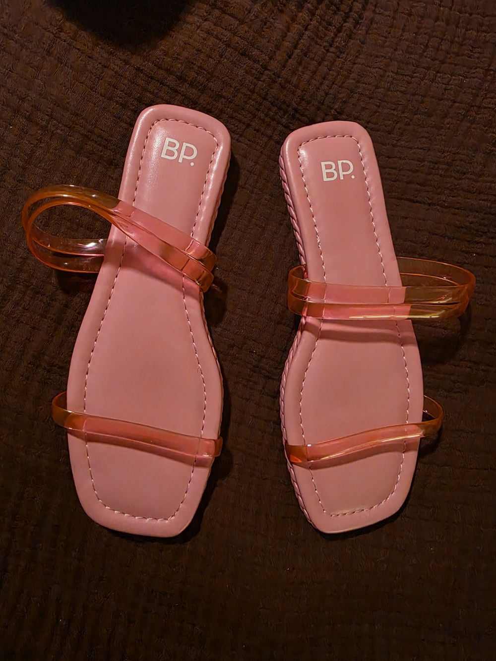 bp Pink Slide Sandals with Transparent Pink Straps